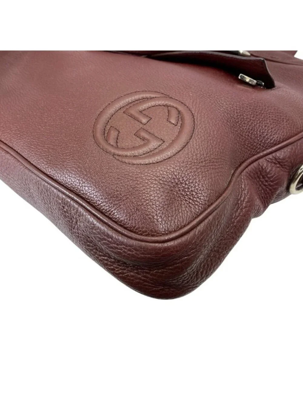 Gucci Soho Business Briefcase Handbag Interlocking Leather Bordeaux Document